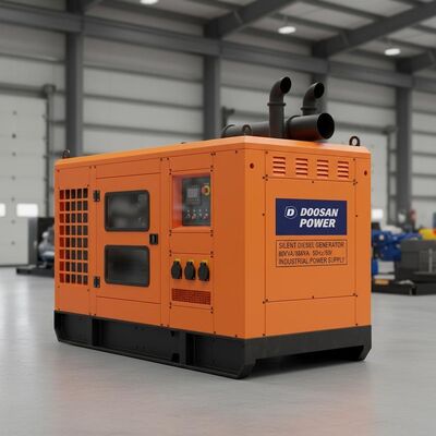 Doosan Silent Diesel Generator 80KVA 88KVA เครื่องกำเนิดไฟฟ้าดีเซลพร้อมเครื่องยนต์ 50hz และ 60hz สำหรับแหล่งจ่ายไฟอุตสาหกรรมต่อเนื่อง